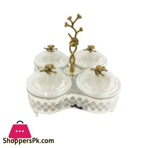Orchid 4 Portions Snack/Dry Fruits Serving Bowl Silver