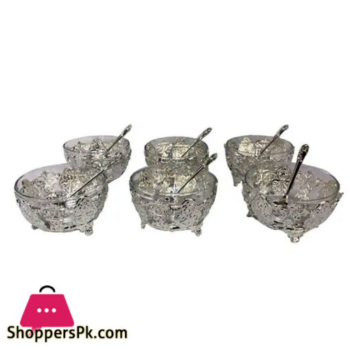 ORCHID 6 Pcs Ice Cream Cup+Spoon (Silver)