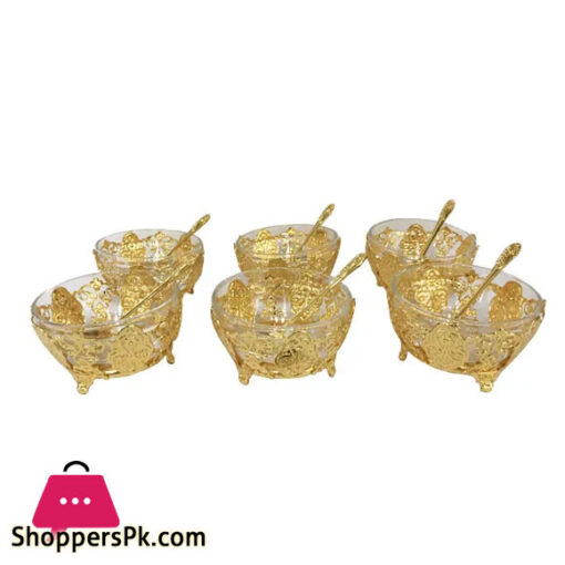 ORCHID 6 Pcs Ice Cream Cup+Spoon (Gold)