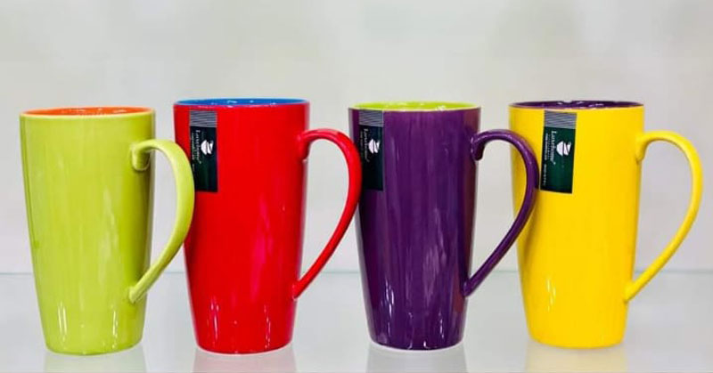 Luxe Cream Shine Extra Long Mugs - 6 Pcs
