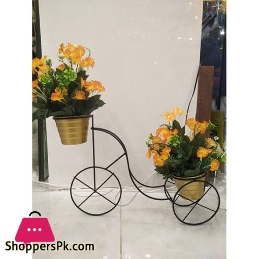 Cycle Metal Pot Stand With Washable Artificial Flower , Size 15x18 inch