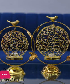 Gold Round Bird Nest WIith Gold Plated Base Set - (Set of 2 )