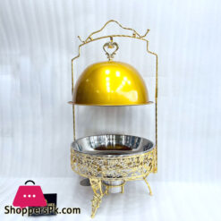 Chafing Dish With Stand For Soup Warming Food Warmer Metal Buffet Ceramic For Wedding Home Dishes &Amp; Plates Round Service Tray-6L