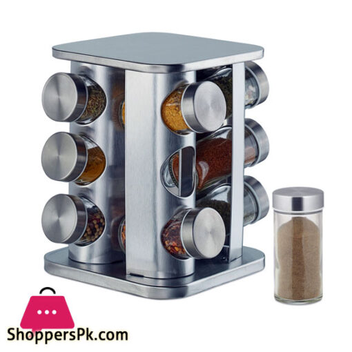 Kitchen Square Spice Carousel With 12 Bottles