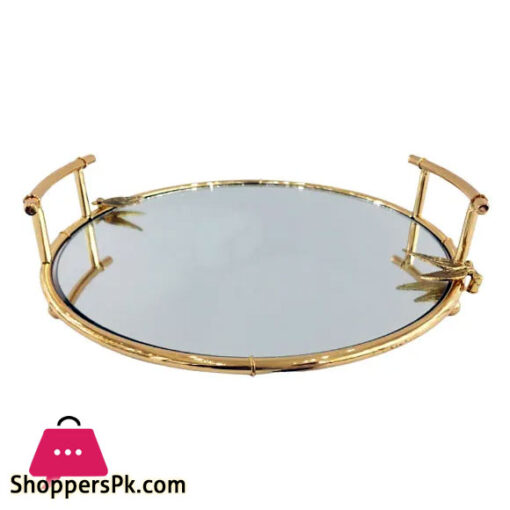 ORCHID Round Gold Mirror Tray-Medium