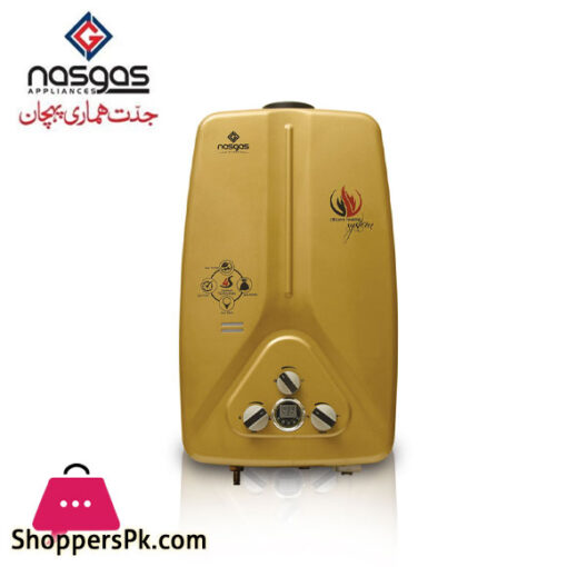 asgas DG-07 GOLD MODEL 7 Liter Instant Water Heater Natural Gas Geyser Auto cut-off protection device With Adapter
