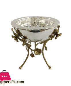 Orchid Silver Plated Oud Burner Bakhoor Daan Incense Burner Charcoal Incense Burner for Office and Home (Silver) – CD6235