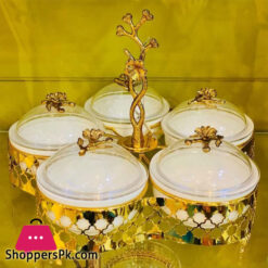 Orchid 5 Portions Snack/Dry Fruits Serving Bowl Gold