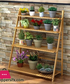 Bamboo Wooden 4 Layer Flower Stand Plant Pot Stand Flower Shelf