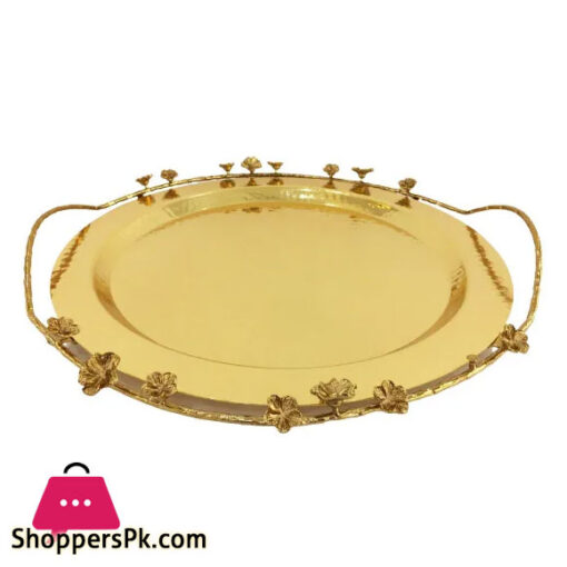 Orchid Round Tray Large Gold