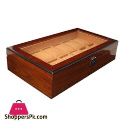 12 Slots Wooden Clock Display Case Glass Case Lock Storage Organizerwatch Boxes