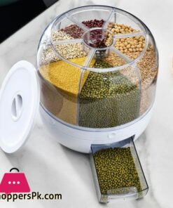 360 Rotating Cereals Rice Container Kitchen Organizer Food Storage Dispenser Box Separated Sealed Grain Bucket Organization