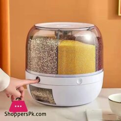360 Rotating Cereals Rice Container Kitchen Organizer Food Storage Dispenser Box Separated Sealed Grain Bucket Organization