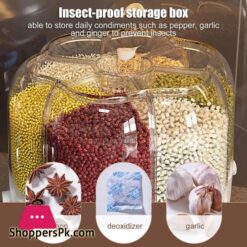 360 Rotating Cereals Rice Container Kitchen Organizer Food Storage Dispenser Box Separated Sealed Grain Bucket Organization