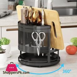 360°Rotatable Knife Rack Chopsticks Cage Drain Rack Chopping Board Storage Shelf Countertop Water Filter Kitchen Tool Knife Rack
