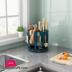 360°Rotatable Knife Rack Chopsticks Cage Drain Rack Chopping Board Storage Shelf Countertop Water Filter Kitchen Tool Knife Rack