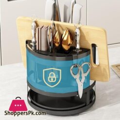 360°Rotatable Knife Rack Chopsticks Cage Drain Rack Chopping Board Storage Shelf Countertop Water Filter Kitchen Tool Knife Rack
