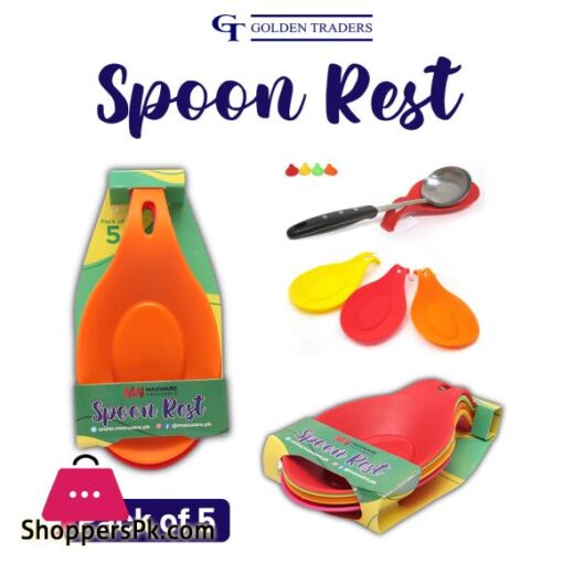 5 Pieces Pack GT Shop Spoon Rest Plastic Spoon Rest Heat Resistant Kitchen Utensil Spatula Holder Cooking Tool Spoon holder Spoon holder for Kitchen