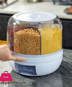 6kg 360 Rotating Cereals Rice Container Kitchen Organizer Food Storage Dispenser Box Separated Sealed Grain Bucket Organization