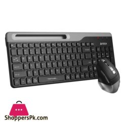 A4Tech FB2535CS Wireless Keyboard Mouse Combo Bluetooth 24G Wireless USB Nano Receiver Silent Click Mouse Rechargeable Mouse 1200 2400 DPI 3 Devices with Mouse 4 Devices with Keyboard Phone Cradle For PCLaptopMobileTabletSmart TV