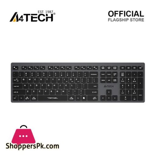 A4tech FBX50C Bluetooth 24G Wireless Keyboard Rechargeable USB Type C Multi Device 2 cm Slim Lightweight Scissor Switch Keys Multidevice Pairs Upto 4 Devices For PCLaptopTabletiOSAndroidSmart TV