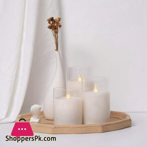 Flameless Candle Outdoor Waterproof Candle Flashing Flame LED Candle 3 Piece Set No Hourglass Real Wax Column