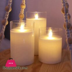 Flameless Candle Outdoor Waterproof Candle Flashing Flame Led Candle 3 Piece Set No Hourglass Real Wax Column
