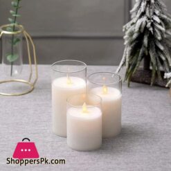 Flameless Candle Outdoor Waterproof Candle Flashing Flame Led Candle 3 Piece Set No Hourglass Real Wax Column