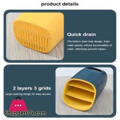 Cutlery Spoon Fork Chopstick Storage Holder Box Tableware Shelf Three Layer Cutlery Drainer Rack