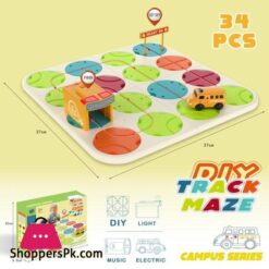 DIY Track Maze School Bus with Track Routes 34 pieces