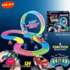 Dazzle Luminous Tracks With 6 Function Remote Control Car, R/C Racing Stunt Car 134 Part Rail, Kids Riding Educational Toys