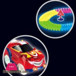 Dazzle Luminous Tracks With 6 Function Remote Control Car, R/C Racing Stunt Car 134 Part Rail, Kids Riding Educational Toys