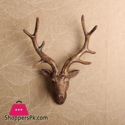 3D Deer Head Sculpture Murals Home Wall Hanging Animal Statue Decoration Resin Handmade European Village Ornament Artwork Craftstatues Sculptures