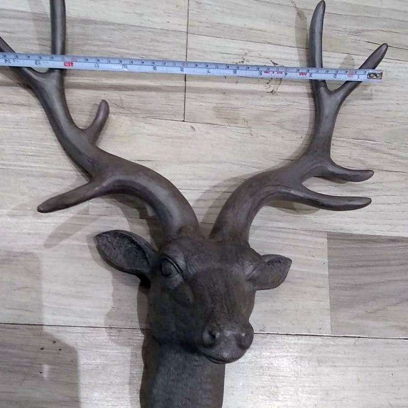 Deer Head Sculpture Murals Home Wall Hanging Animal Statue Decoration Resin Handmade European Village Ornament Artwork Craft