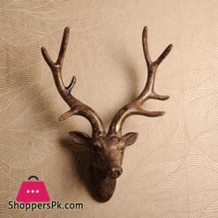 3D Deer Head Sculpture Murals Home Wall Hanging Animal Statue Decoration Resin Handmade European Village Ornament Artwork Craftstatues Sculptures