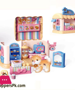 Doll House Playset Toys for Girls Pretend Play Doll House School Dog Dessert House with Doodleable Dog Puppy Birthday Gifts Toy