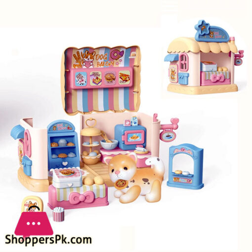 Doll House Playset Toys for Girls Pretend Play Doll House School Dog Dessert House with Doodleable Dog Puppy Birthday Gifts Toy