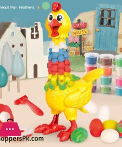 Dough Feather Chicken Toy Set for Kids Bald Hens Press to Grow Feather & Lay Eggs Dough Non-Toxic NSV