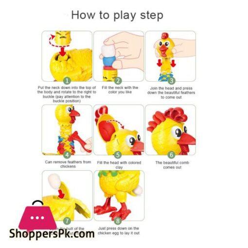 Dough Feather Chicken Toy Set for Kids Bald Hens Press to Grow Feather & Lay Eggs Dough Non-Toxic NSV