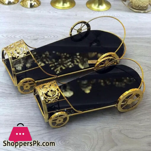 Gold Plated Cart Shape Serving Serving Platters