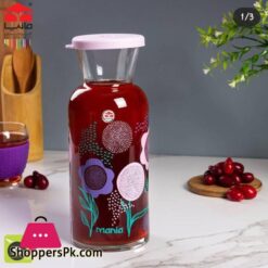 Imperial Cylindrical Pitcher With Lid Glass Water Bottle Fridge Bottles Printed