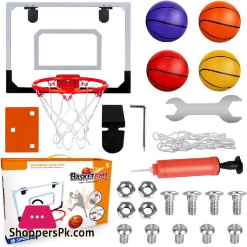 Indoor Basketball Hoop Set for Kids Mini Basketball Hoop for Door with 4 BallsShooting Ball Game Sport for Kids Boys Girls Bedroom