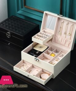 Jewelry Box Organizer 3 layers Leather Drawer Storage Gift Display Case For Earrings Necklace Holder Jewellery Packaging BoxesJewelry Packaging Display