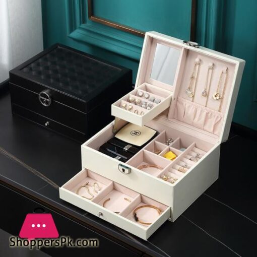 Jewelry Box Organizer 3 layers Leather Drawer Storage Gift Display Case For Earrings Necklace Holder Jewellery Packaging BoxesJewelry Packaging Display