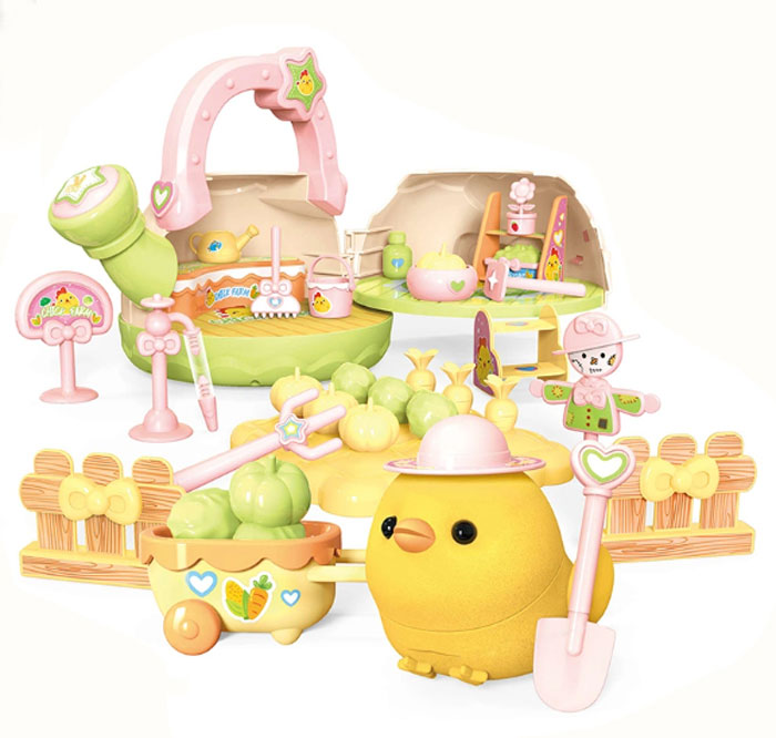 Kids Toy Portable Watering Can Play House With Chicken Farm Yard Washable Doodle Play Set Safe &Amp; Non-Toxic Pretend Set Toddler Toy House