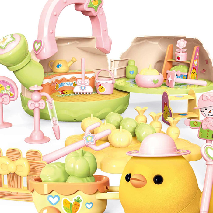 Kids Toy Portable Watering Can Play House With Chicken Farm Yard Washable Doodle Play Set Safe &Amp; Non-Toxic Pretend Set Toddler Toy House