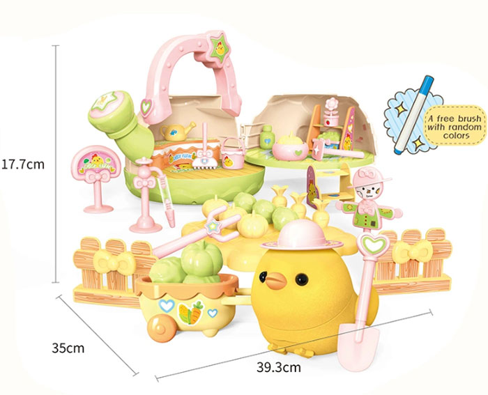 Kids Toy Portable Watering Can Play House With Chicken Farm Yard Washable Doodle Play Set Safe &Amp; Non-Toxic Pretend Set Toddler Toy House