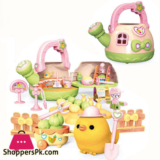 Kids Toy Portable Watering Can Play House with Chicken Farm Yard Washable Doodle Play Set Safe & Non-Toxic Pretend Set Toddler Toy House