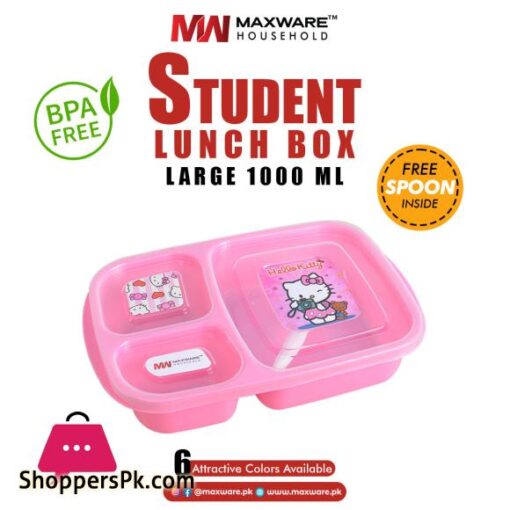 Maxware Household Student Lunch Box Large 1000ml Lunch Box with three portionsCompartments