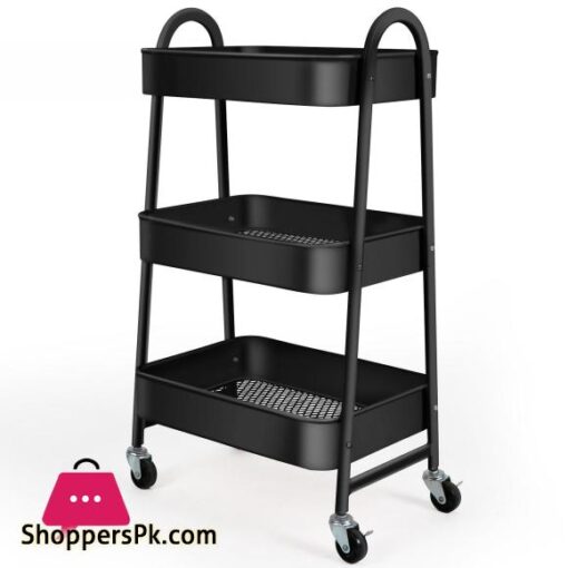 Multi Purpose Utility Rolling Mobile Cart Trolley Organizer with 3 Tier Drawer Units Metal Mesh Shelving Holders Basket Rack for KitchenBathroomBedroom Storage on Wheels